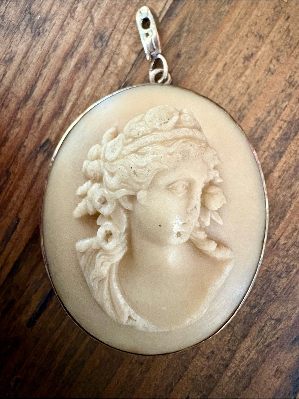 Antique Italian Lava Rock high relief large Cameo Pendant